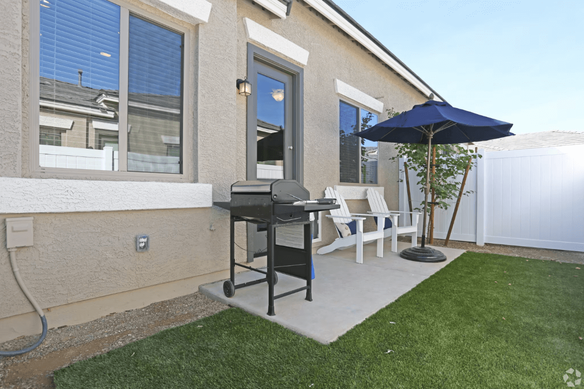 A private patio in Christopher Todd Communities at Estrella Commons.