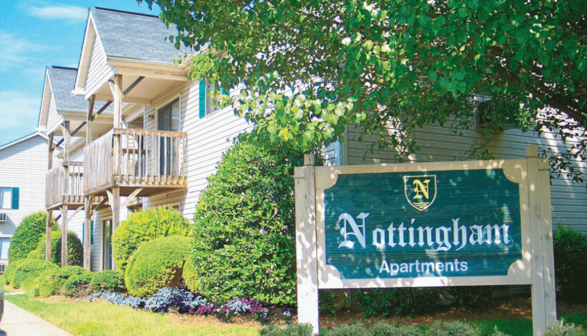 Nottingham Apartments in Highland Park offer residents a peaceful place to live surrounded by trees.