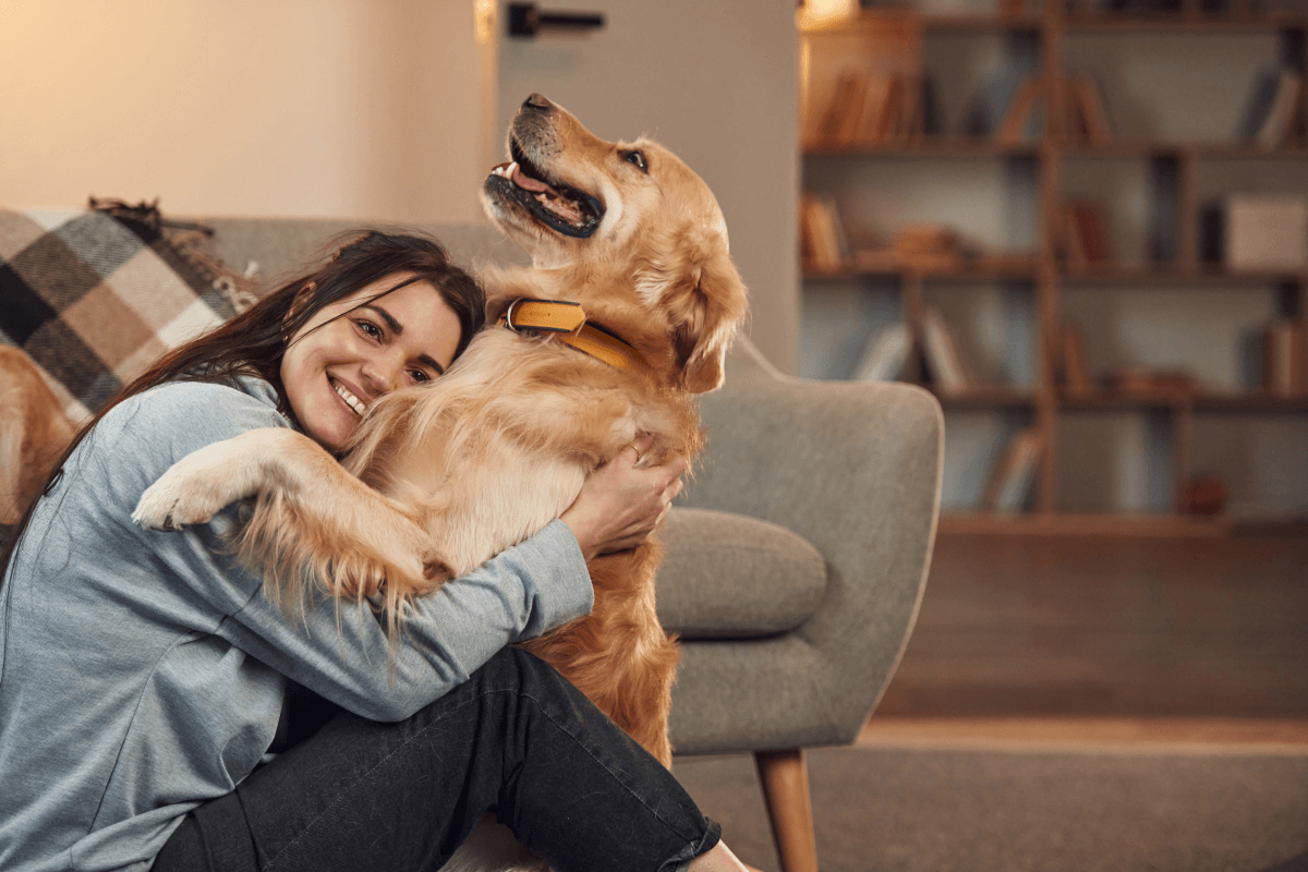 Tenant holds her emotional support animal.