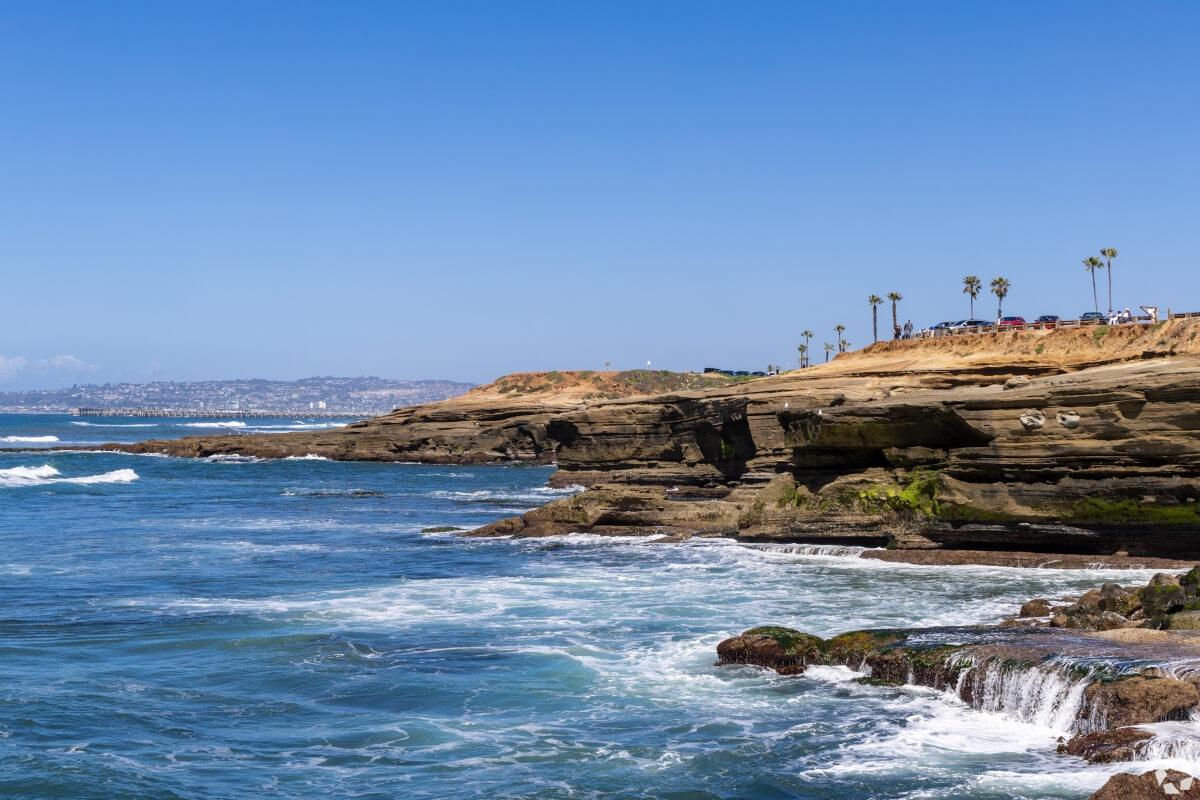 The rocky coastline of Point Loma Heights in San Diego.