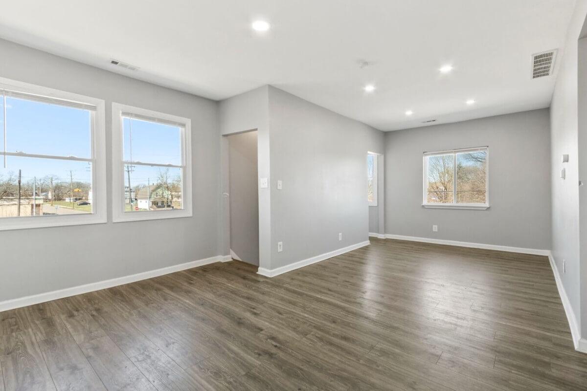 9340 Moffat Street has wood flooring and plenty of natural lighting.