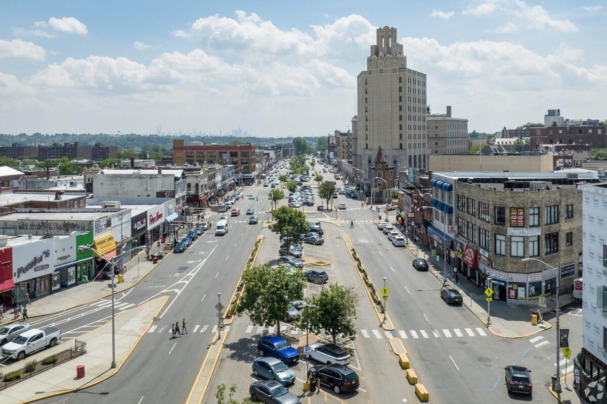 Main Avenue in Passaic is a wide street with lots of local businesses.