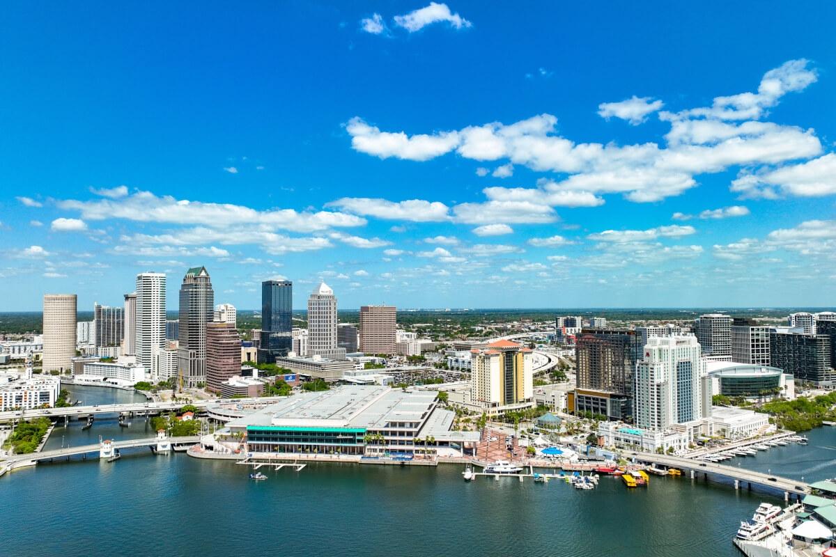 The Hillsborough River runs next to Downtown Tampa.