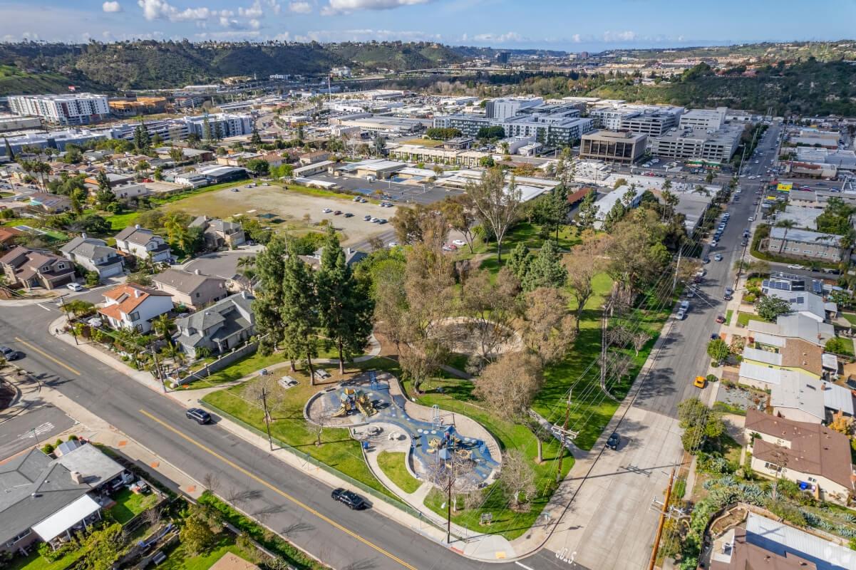 Drone shot of the Grantville neighborhood.