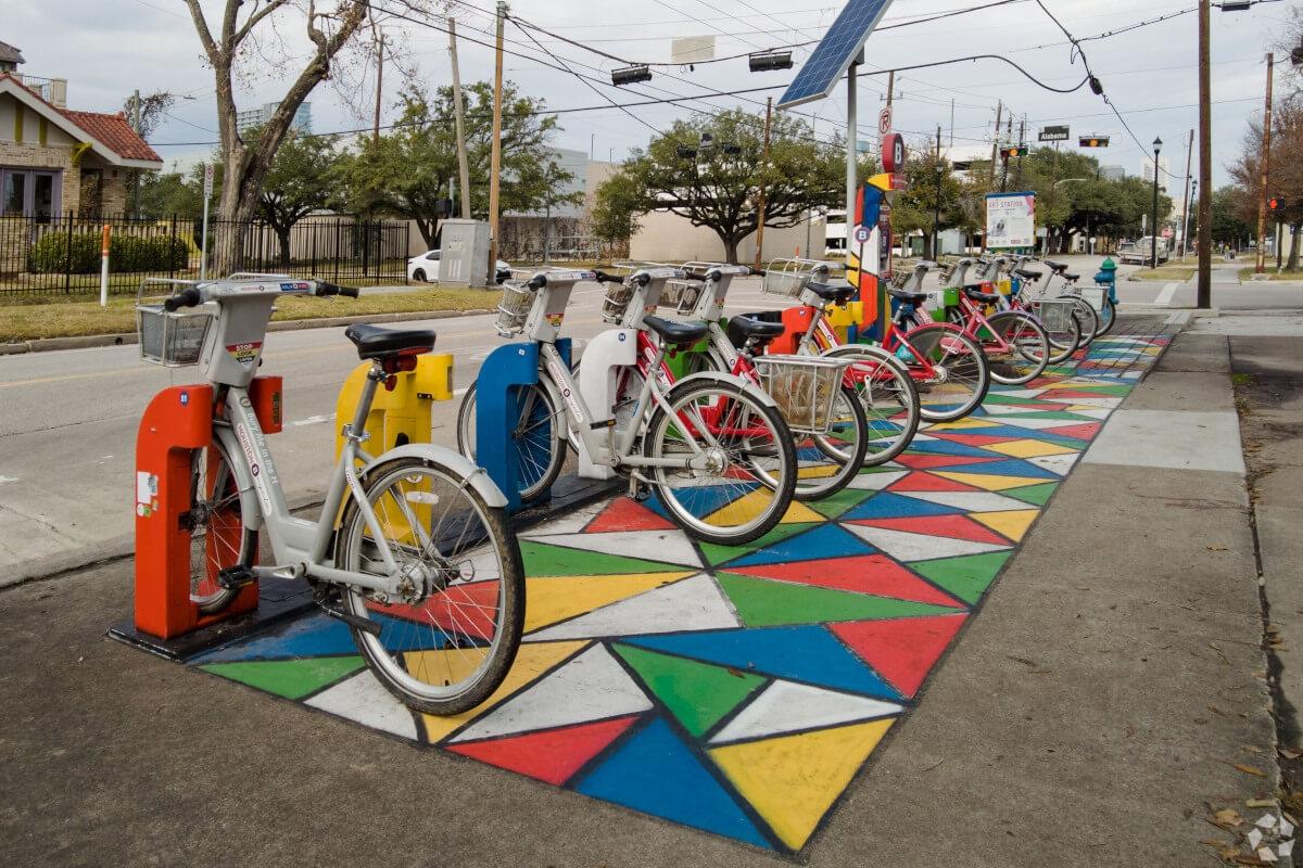 Colorful bikes in Houston
