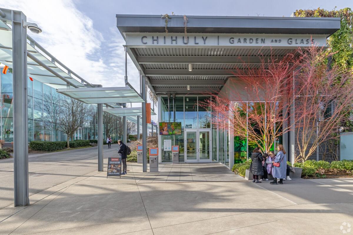 The entrance to Chihuly Garden and Glass in Lower Queen Anne.