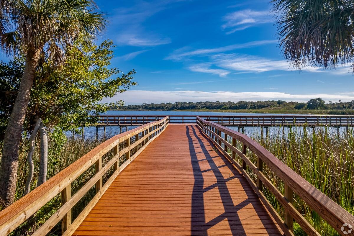 Boardwalk over a lake in Lakewood Estates neighborhood of Saint Petersburg, FL