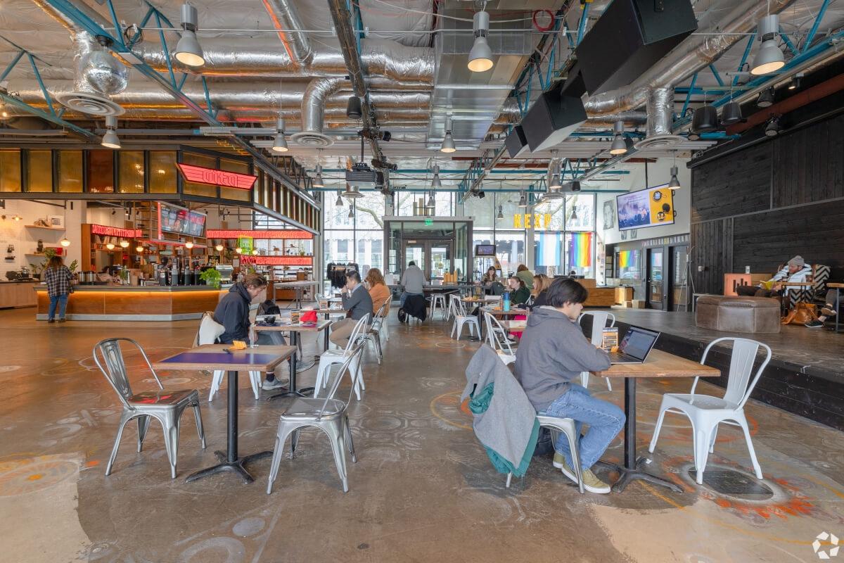 The KEXP Gathering Space is a popular hangout spot.