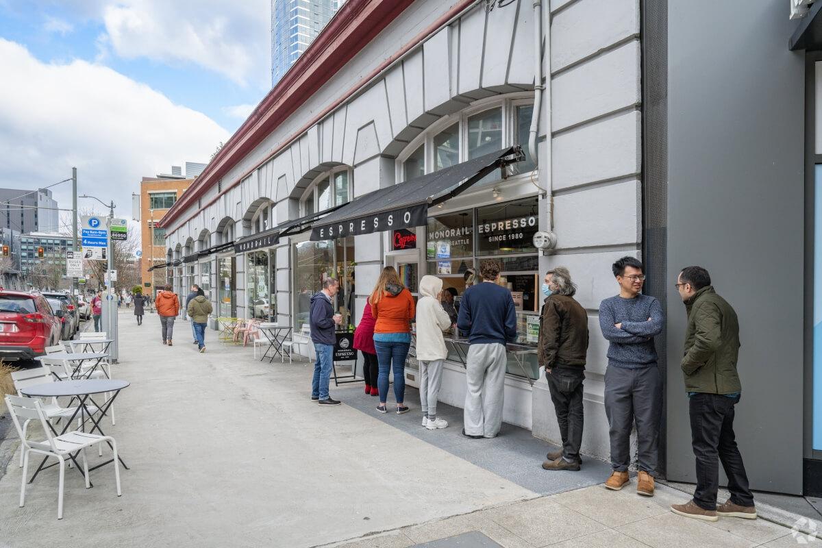 Monorail Espresso has a walk-up bar on the sidewalk.