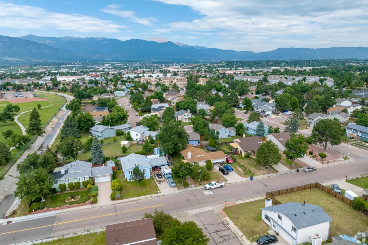 Aerial view of Southborough neighborhood in Colorado Springs