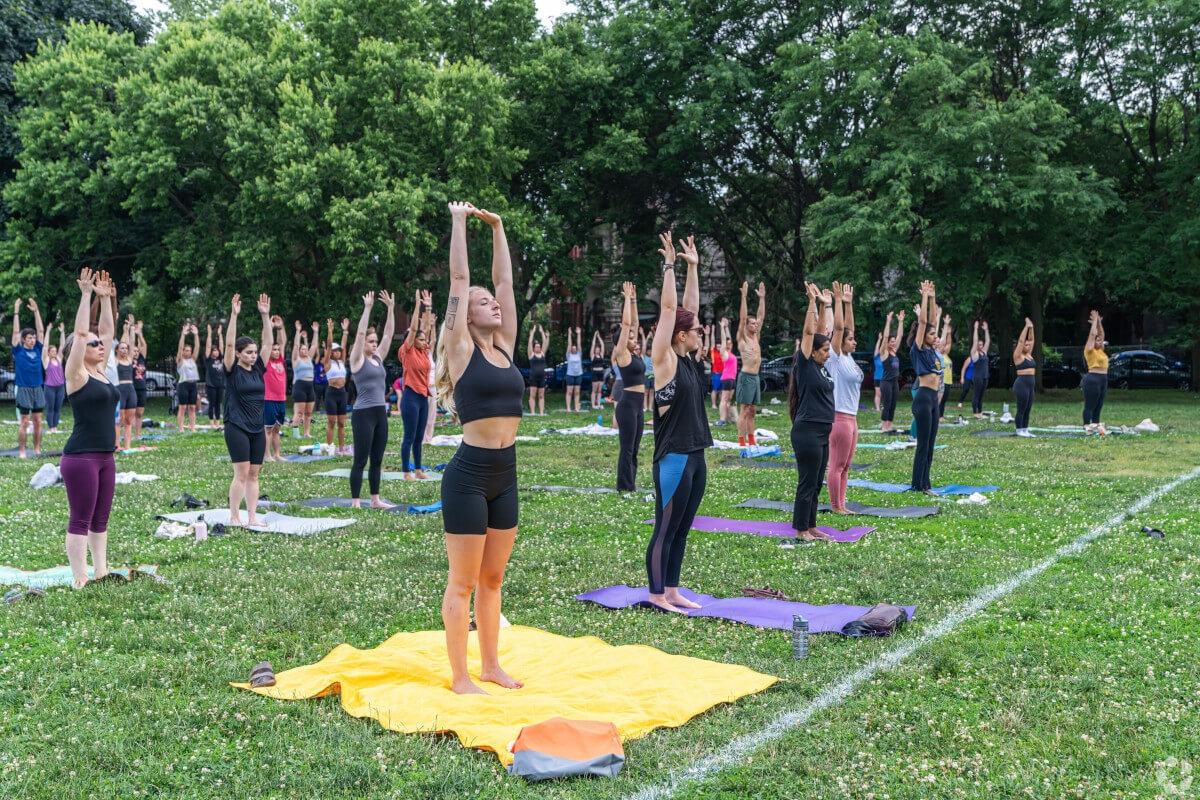 Residents do yoga in Bucktown.
