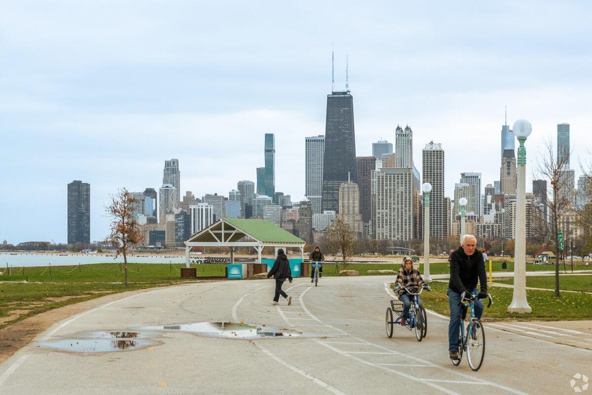 Aerial view of Lakeview in Chicago