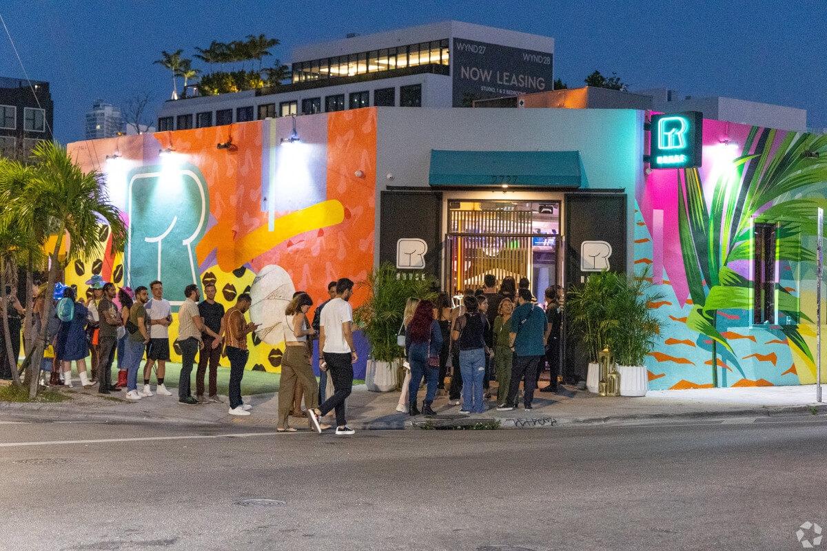 Residents wait in line at a Miami nightclub.