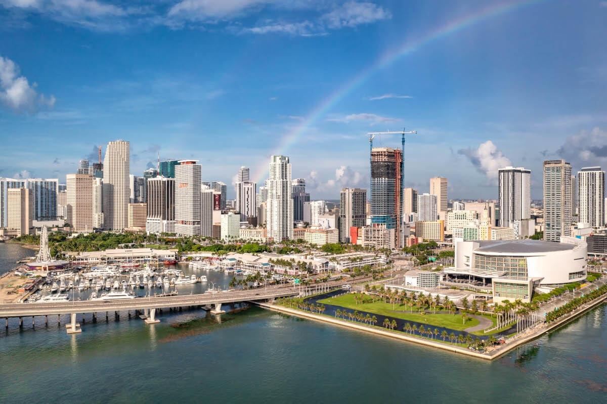 A rainbow over Miami.