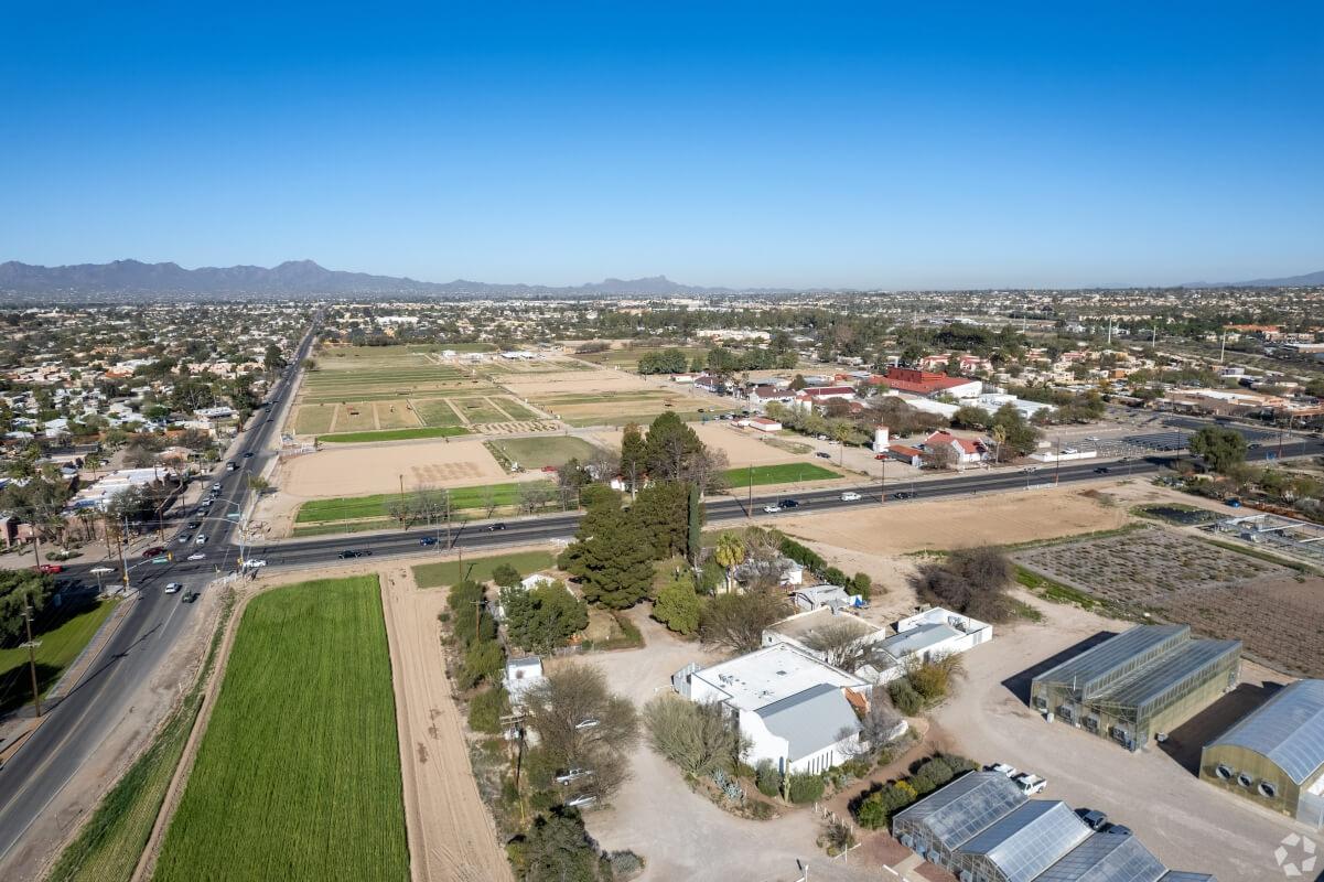 Aerial view of the Campus Farm community