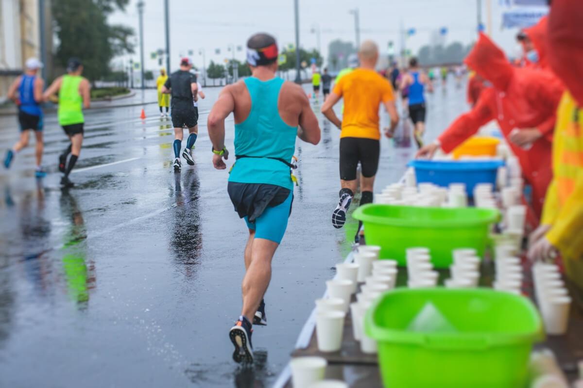 Marathon runners on a street in Boston
