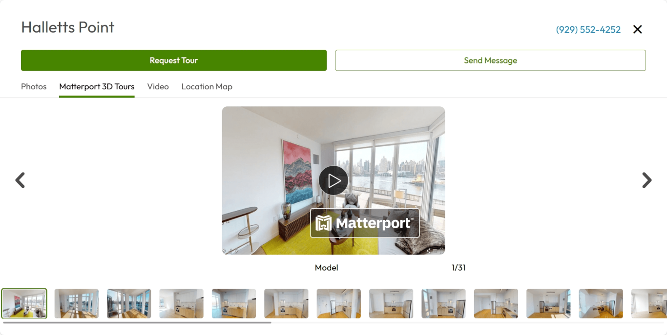Halletts Point in New York has 31 Matterport 3D Tours on its Apartments.com listing.