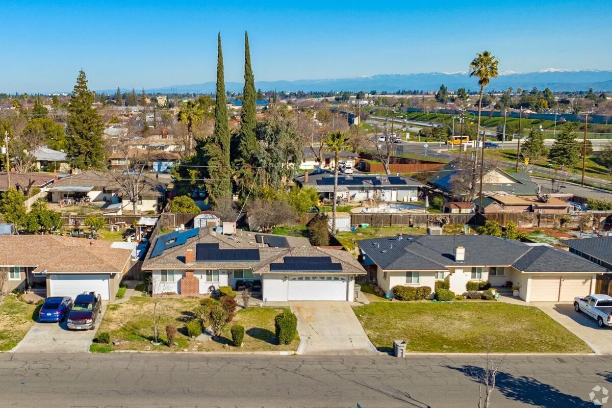 Aerial view of the McClane neighborhood of houses