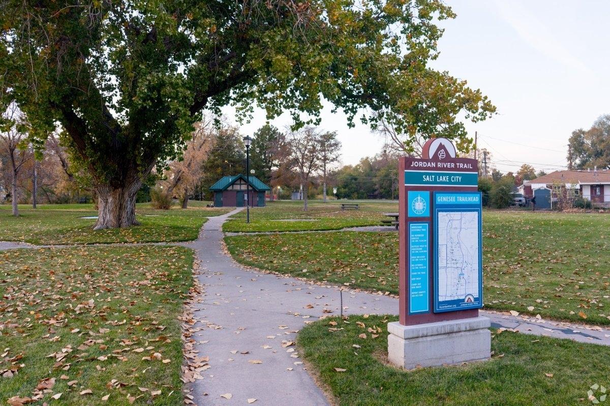 Jordan River Trailhead in Salt Lake City's 9th South River Park, a green space offering outdoor recreation near local apartment communities