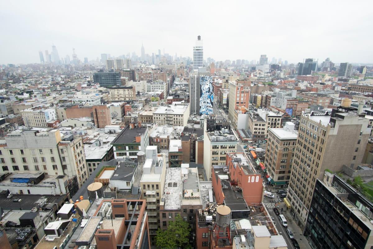 Aerial view of NYC cityscape