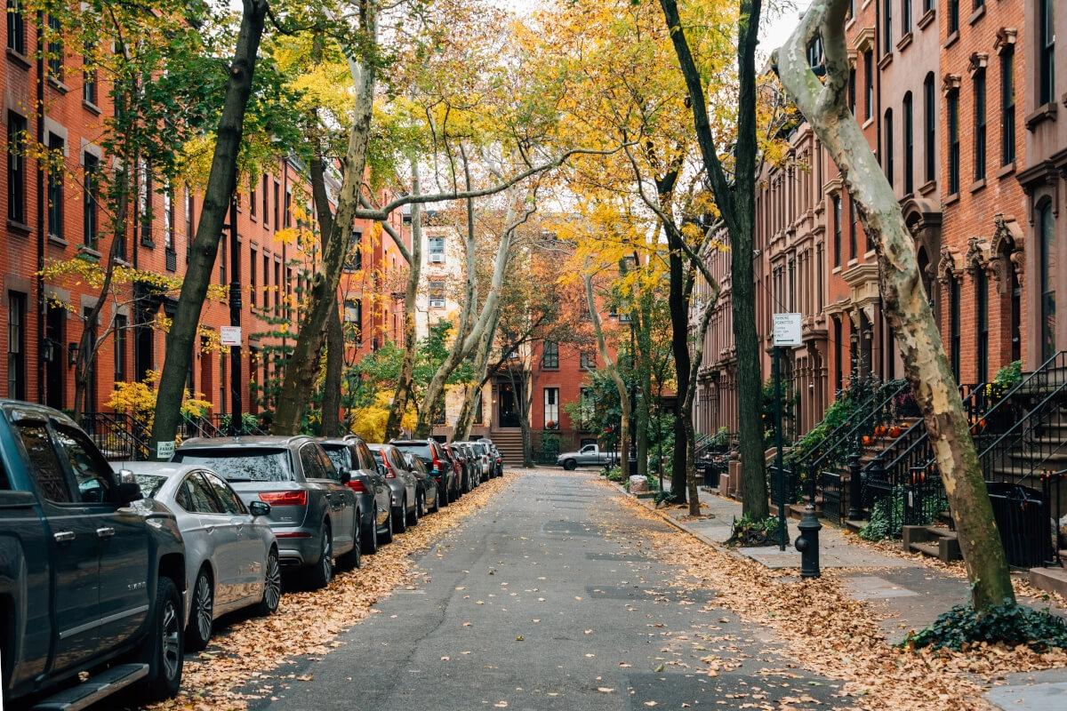 New York City streets full with parked cars