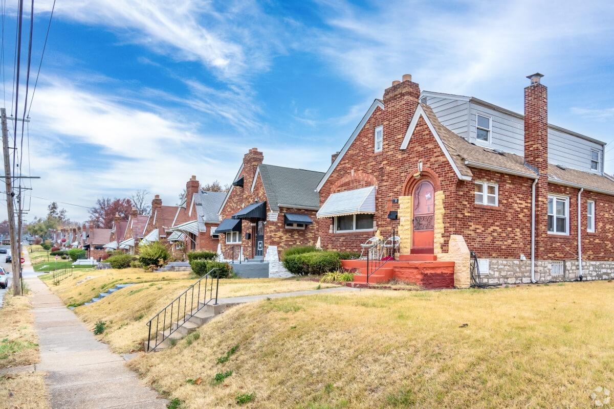 Street of brick houses in Baden neighborhood