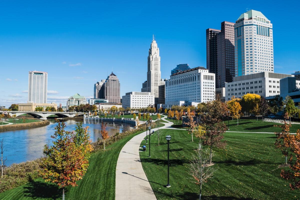 The riverwalk along the Scioto River.