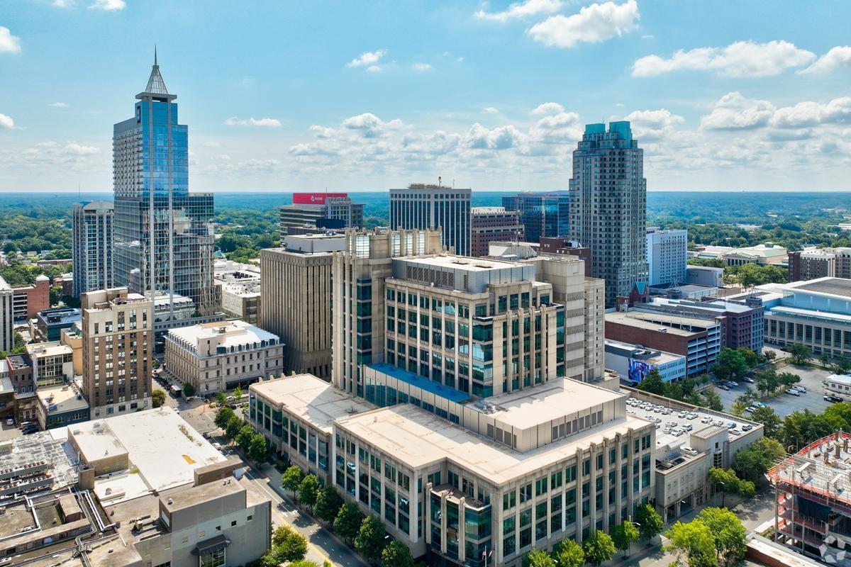 Downtown Raleigh, North Carolina with a blend of historic and modern buildings—great for those seeking urban apartment rentals in a growing tech hub.
