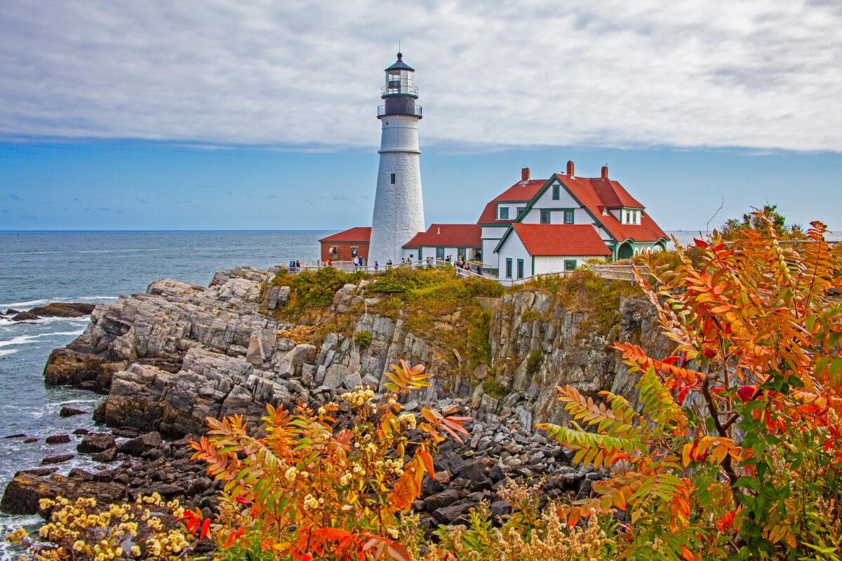 Portland Head Light lighthouse during the fall.