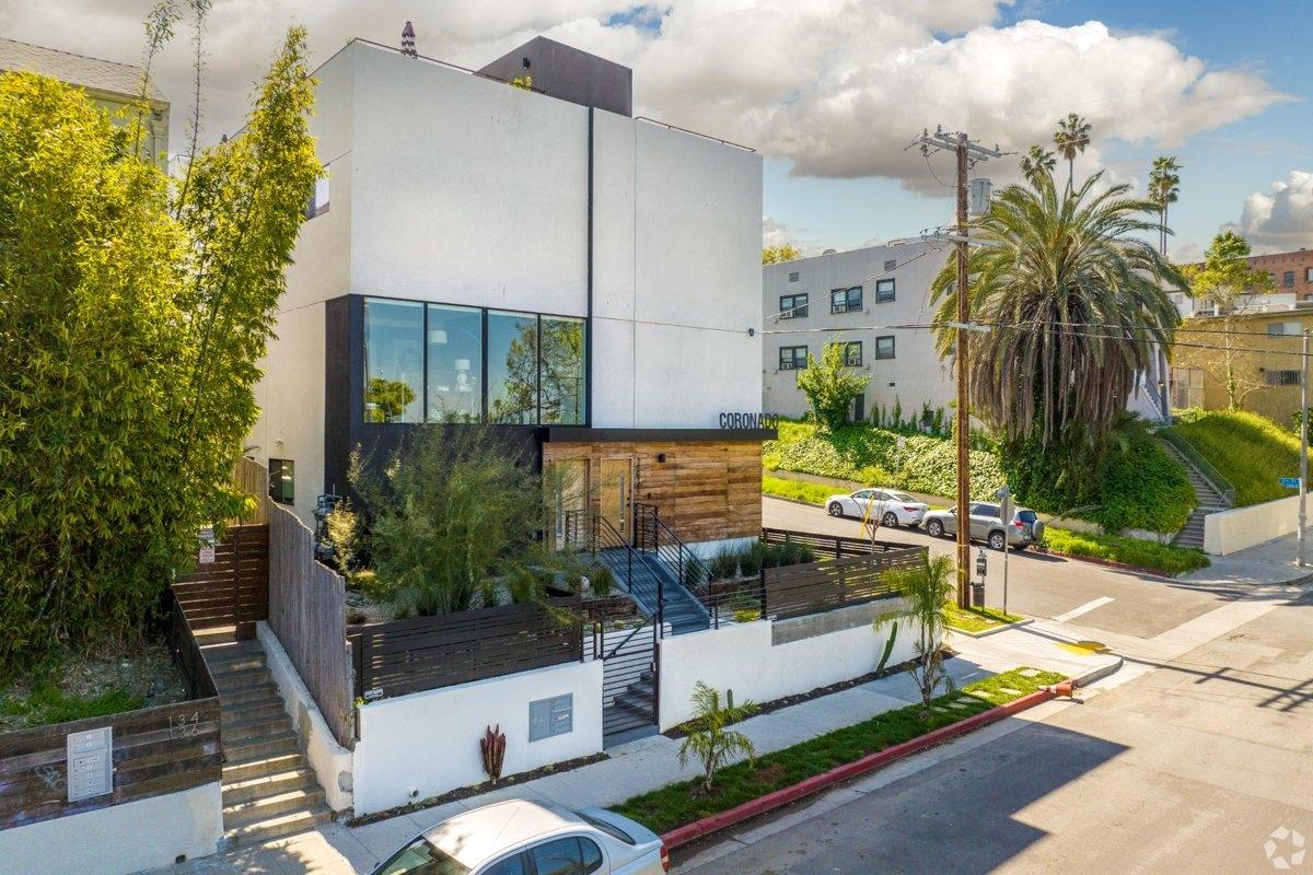Modern townhomes on a residential street in Westlake