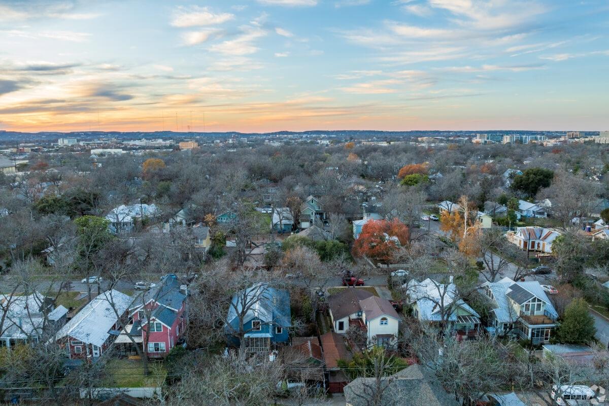 Birds eye view of Hyde Park in Austin, TX