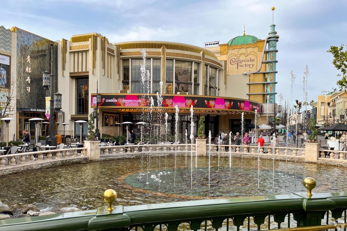 The Grove is an outdoor shopping mall in Beverly Grove.