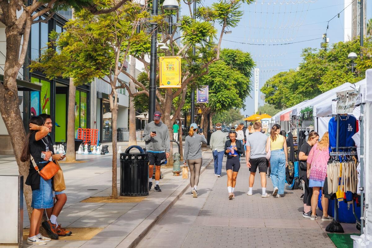 Third Street Promenade in Santa Monica hosts markets and events that bring people out.