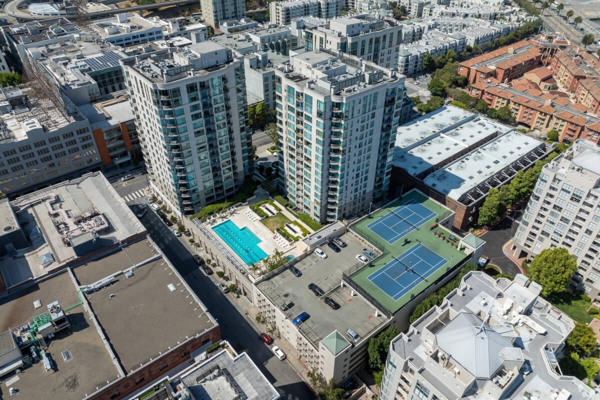 San Francisco apartment with tennis courts and a pool.