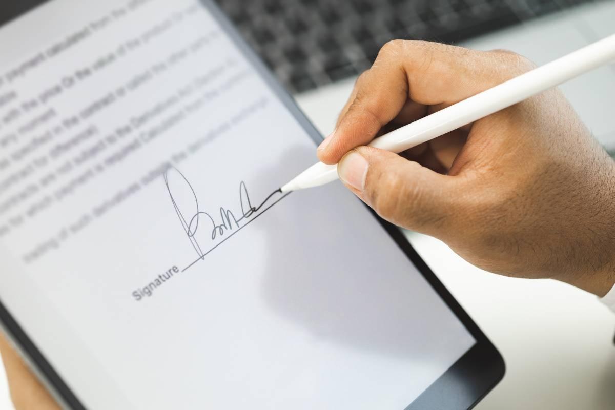 Tenant provides an Esignature on a document. 