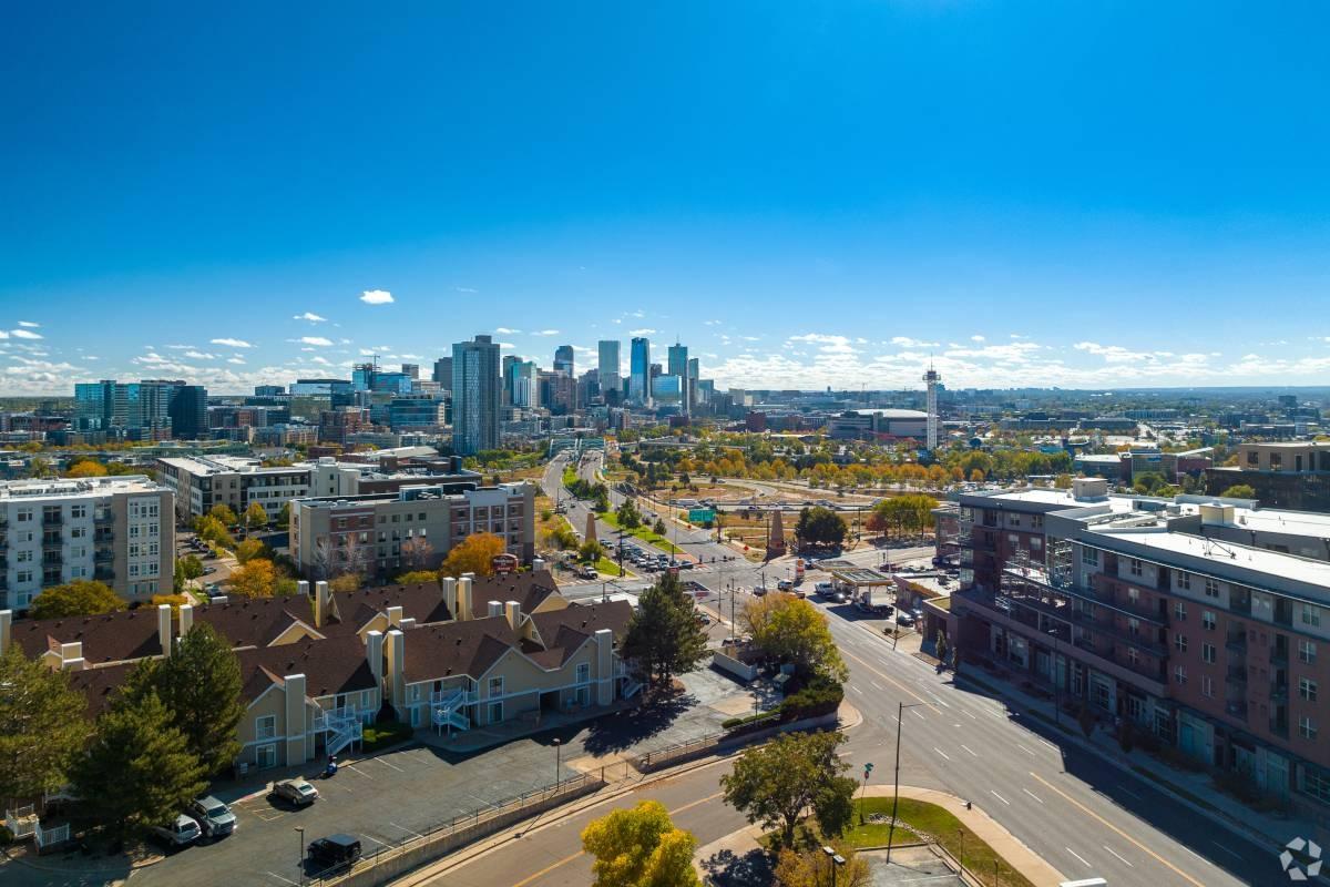 Aerial view of the LoHi neighborhood in Denver, CO