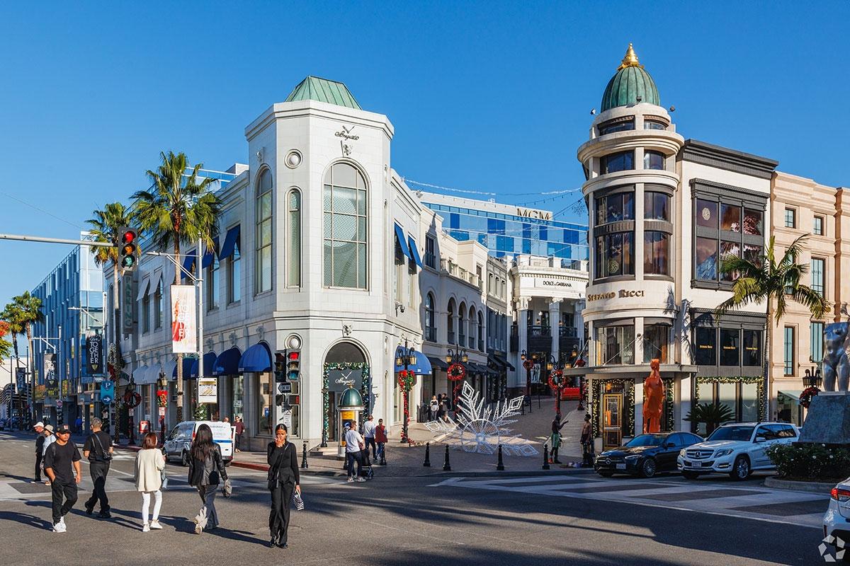 People walking on the famous Rodeo Drive.