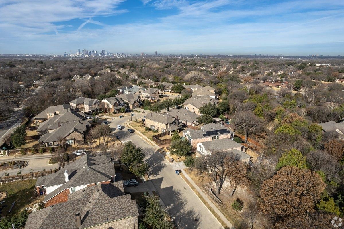 Aerial view of the Buckner Terrace neighborhood in Dallas, TX