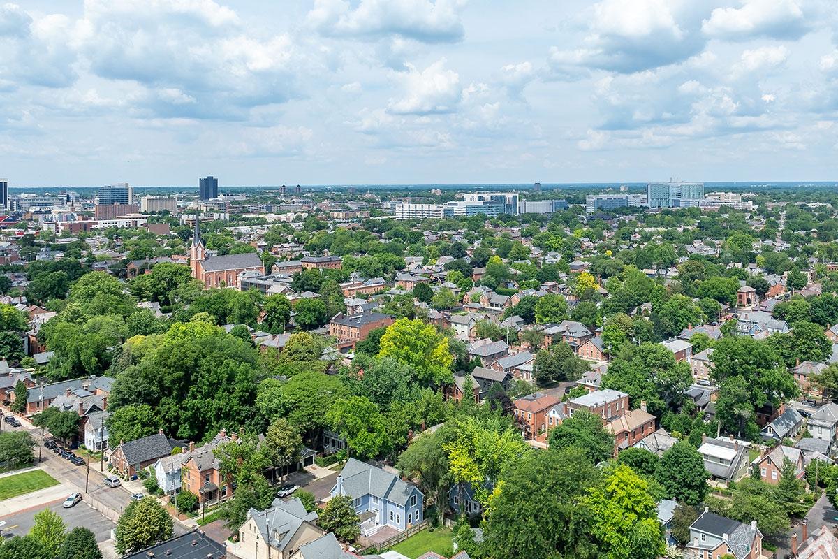 German Village is a historic neighborhood in Columbus with many older buildings.