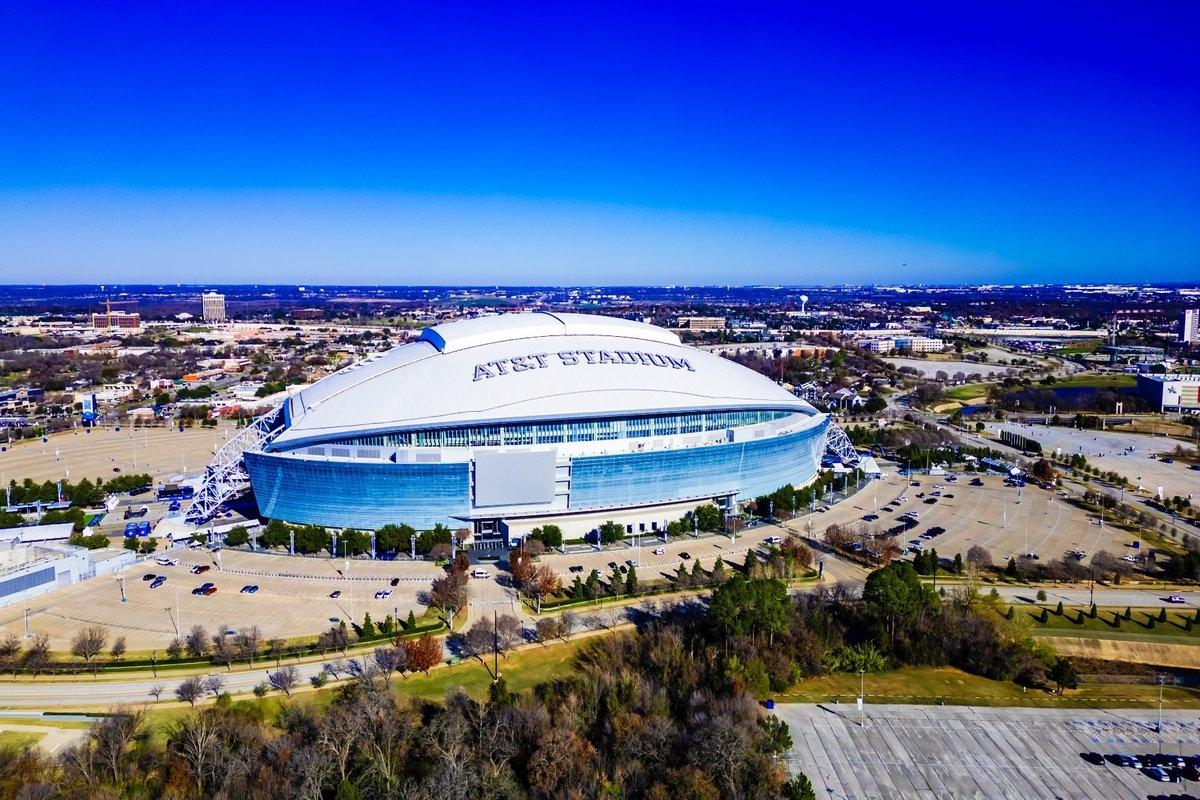 Aerial shot of the Dallas Cowboys stadium