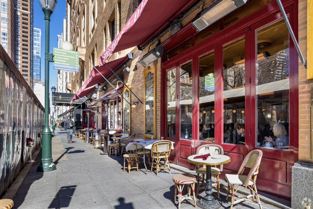 Customers dine at a restaurant in Rittenhouse Square.