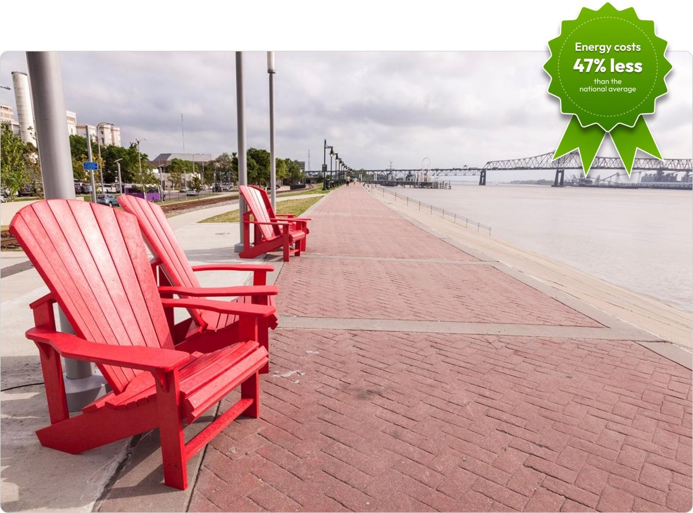 Waterfront seating on the boardwalk