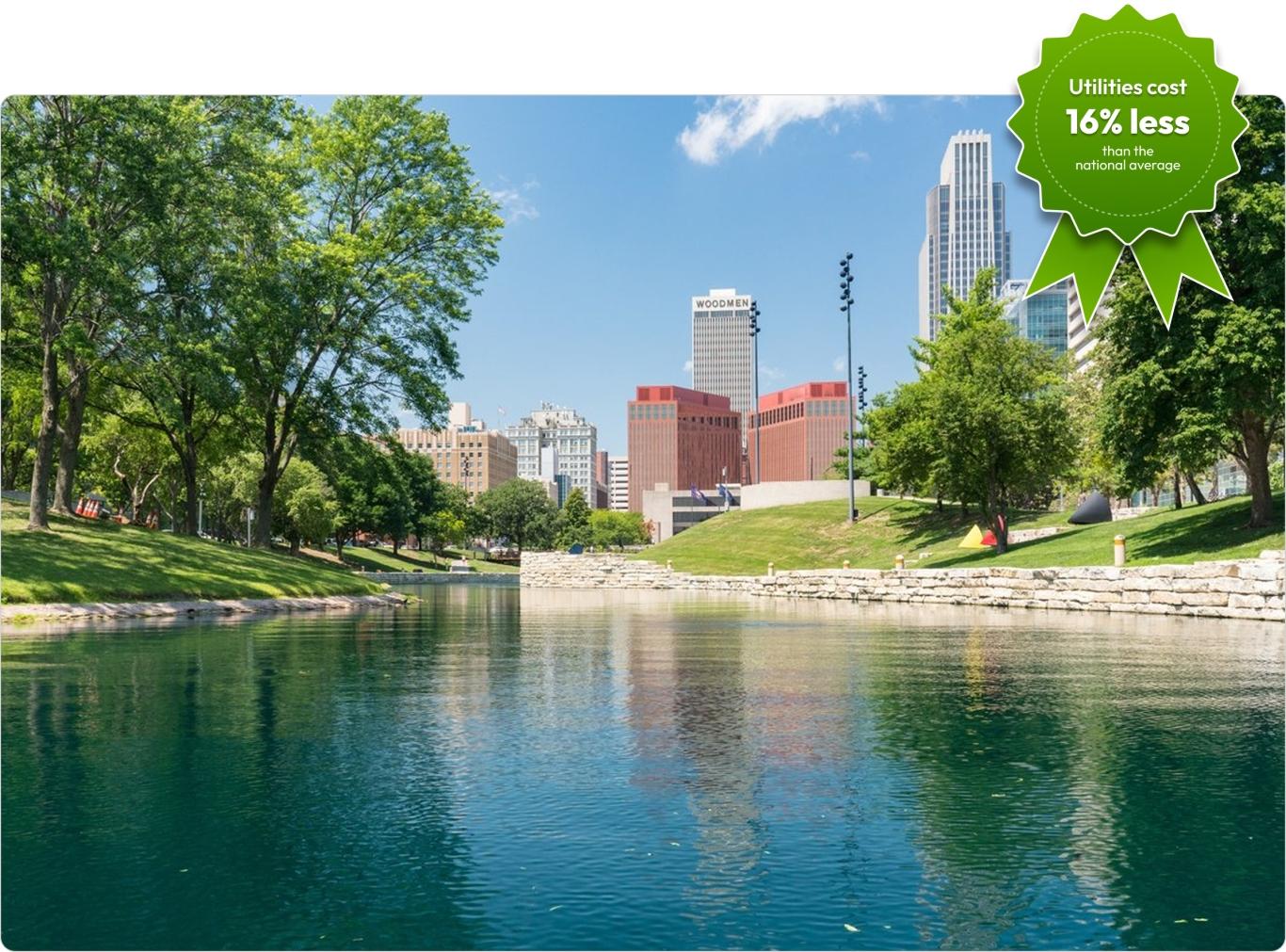 A river view of downtown Omaha