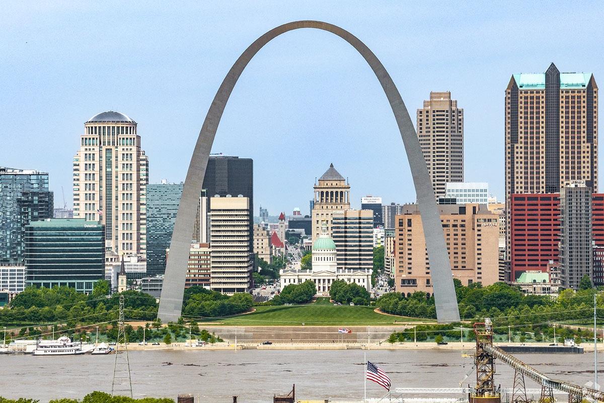 Downtown St. Louis is home to the Gateway Arch.