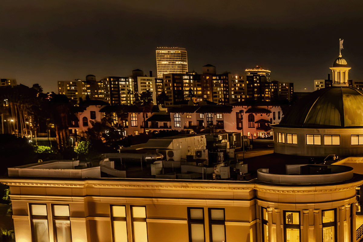 Mid-city santa monica at night