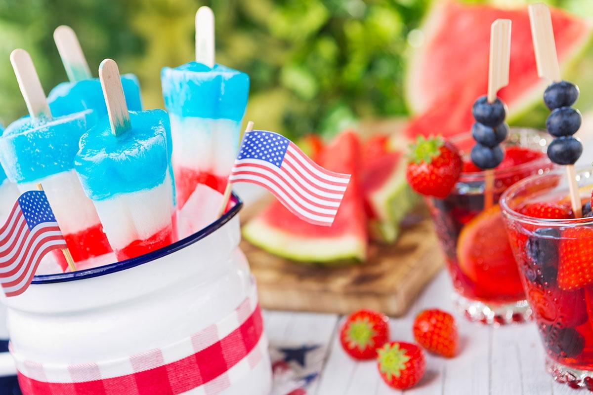 Fourth of July themed snacks are perfect for a Fourth party.