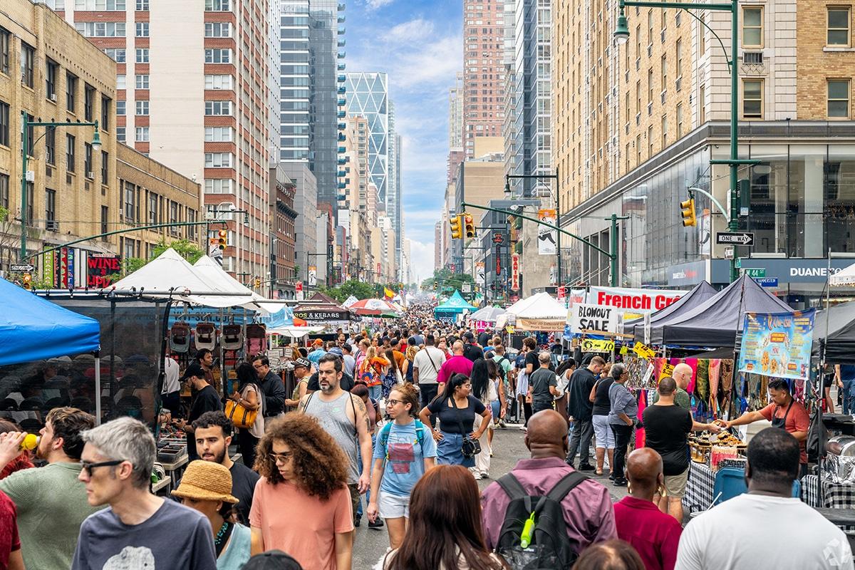 The street is packed with people during an event in NYC.