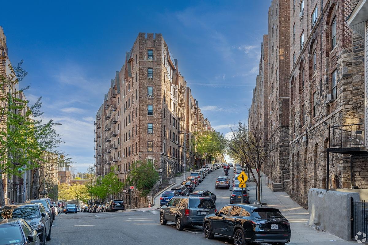 South Bronx has historic apartment buildings on steep streets.