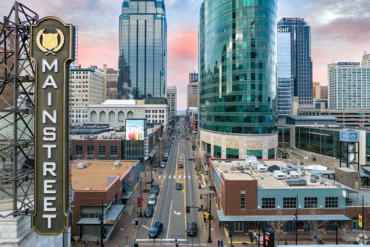 A view of Main Street in the Power & Light District.