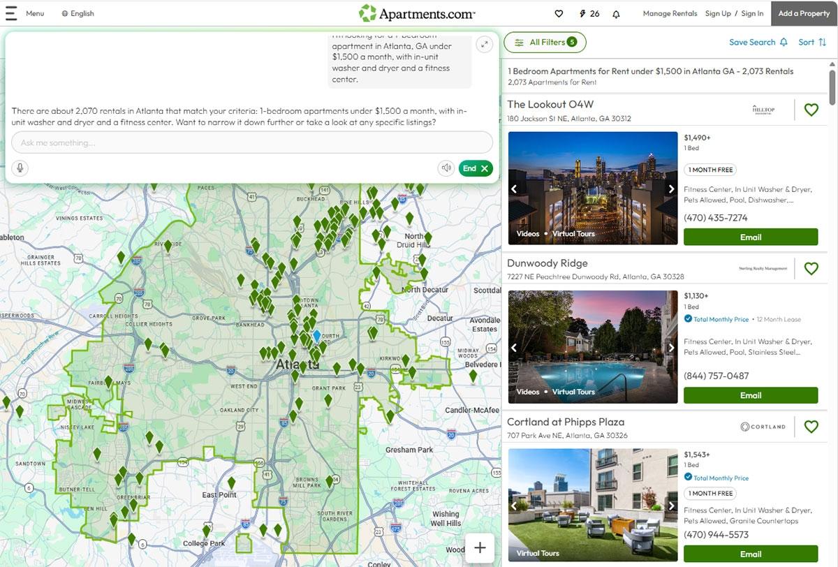 Apartments.com Ai will only show listings that match a renters search intent.